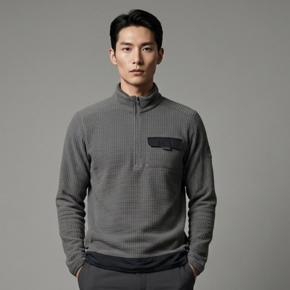 Rapha Mens XS Gray Waffle Knit 1/4 Zip‎ Pullover Technical Fleece Cycling Jacket